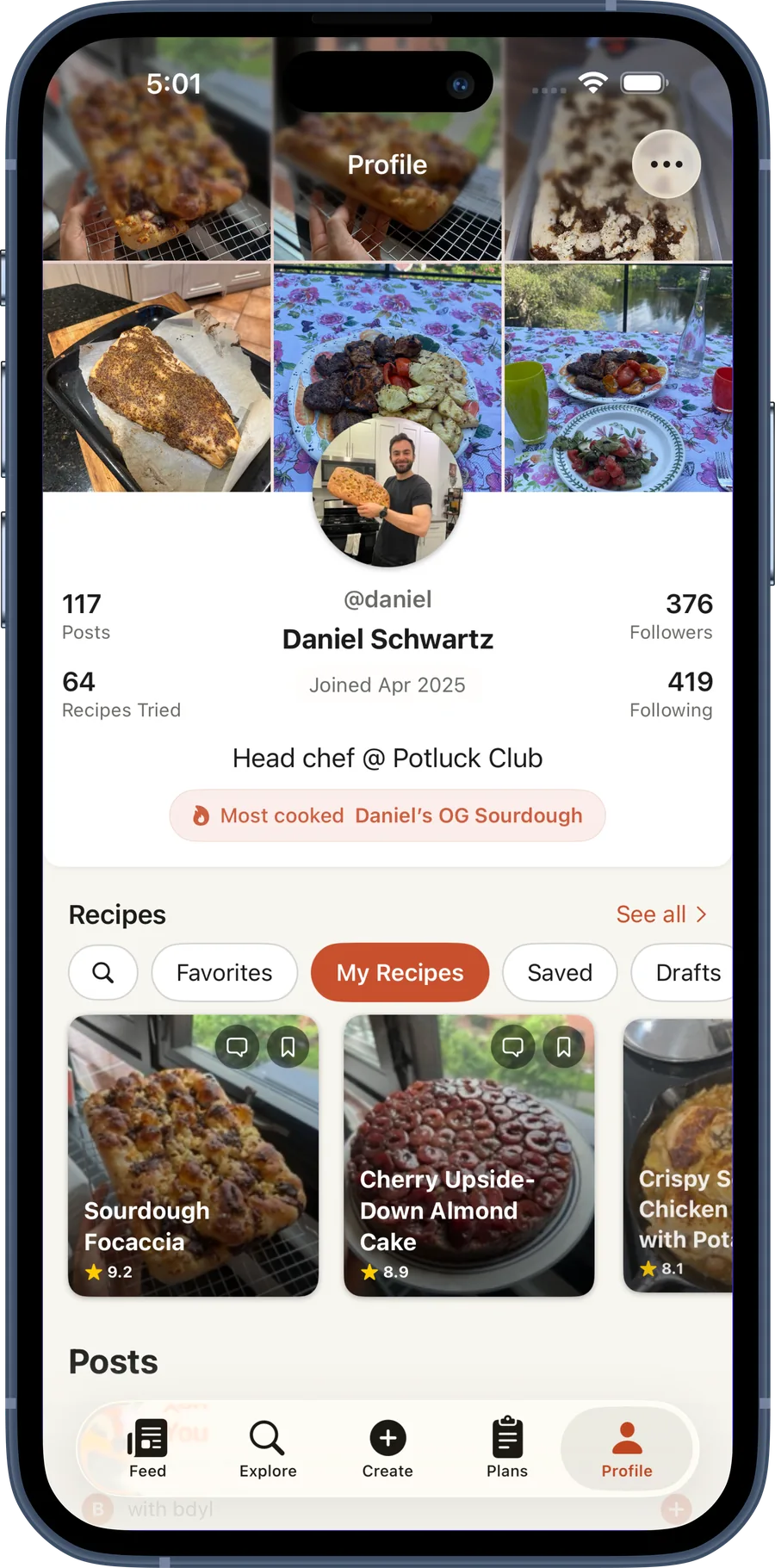 A Potluck Club profile of dishes and recipes